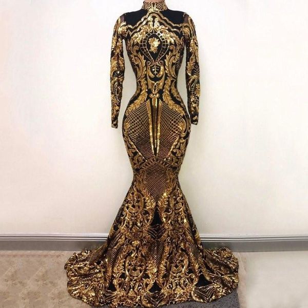 party dresses high neck prom 2021 mermaid long sleeve gold sequin sparkly african black girl dress, White;black
party dresses high neck prom 2021 mermaid long sleeve gold sequin sparkly african black girl dress, White;black