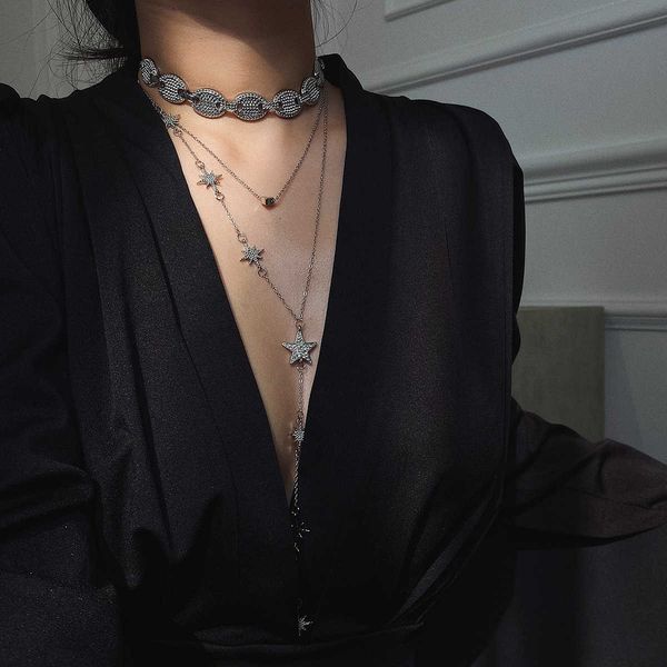 jewelry fashion five pointed star sweater chain elegant temperament multi-layer women's necklace, Silver
jewelry fashion five pointed star sweater chain elegant temperament multi-layer women's necklace, Silver