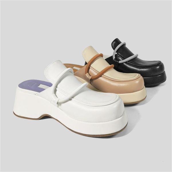 slippers thick bottomed baotou women's summer style external sandals lazy retro color matching half trawl red, Black
slippers thick bottomed baotou women's summer style external sandals lazy retro color matching half trawl red, Black