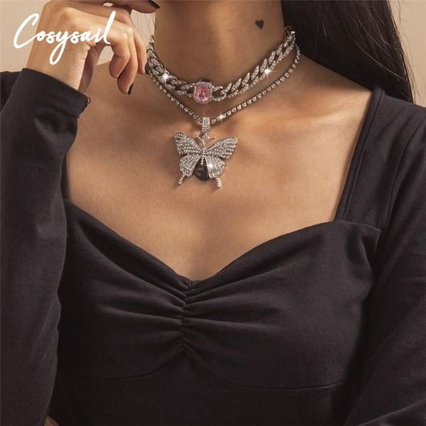 chokers cosysail 2pcs/set full rhinestone butterfly pendant necklace shiny miami cuban chain clavicle jewelry for women, Golden;silver
chokers cosysail 2pcs/set full rhinestone butterfly pendant necklace shiny miami cuban chain clavicle jewelry for women, Golden;silver