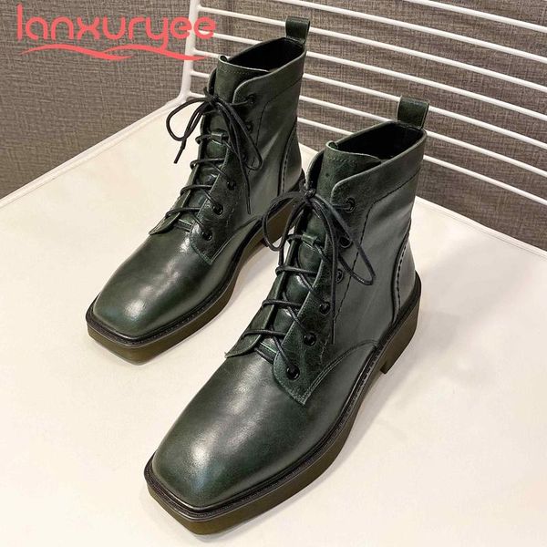 boots lanxuryee 2021 arrival short real cow leather all-match square toe thick med heel lace up daily wear ankle l06, Black
boots lanxuryee 2021 arrival short real cow leather all-match square toe thick med heel lace up daily wear ankle l06, Black