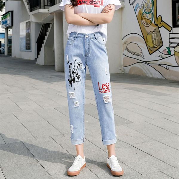 women's jeans verhellen mom for women korean 2021 summer fashion graffiti ripped harem cowboy denim pants vaqueros mujer, Blue
women's jeans verhellen mom for women korean 2021 summer fashion graffiti ripped harem cowboy denim pants vaqueros mujer, Blue