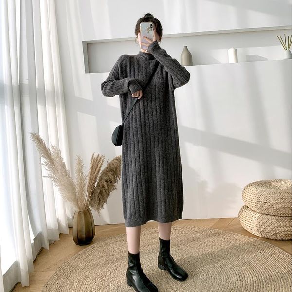 casual dresses coigarsam women long dress upset turtleneck dark grey black 9010, Black;gray
casual dresses coigarsam women long dress upset turtleneck dark grey black 9010, Black;gray