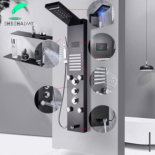 bathroom shower sets shbshaimy panel rainfall waterfall showe column led light bath thermostatic mixer spa massage jet showerhand
bathroom shower sets shbshaimy panel rainfall waterfall showe column led light bath thermostatic mixer spa massage jet showerhand