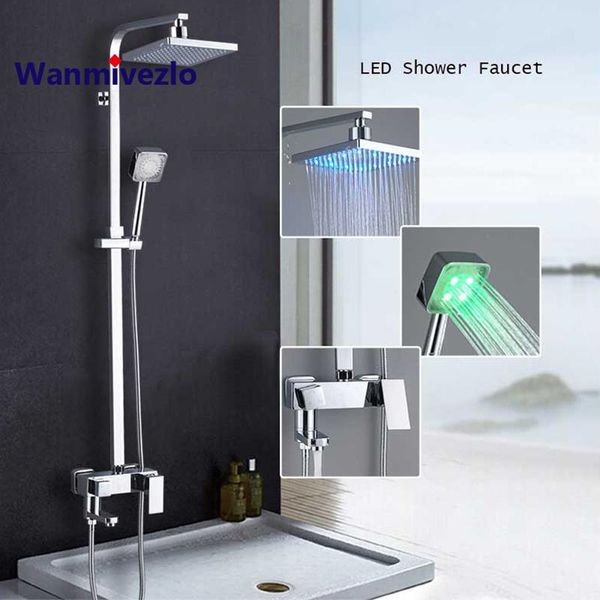 chrome led light shower faucets set wall mount 8" shower head dual handles mixer tap led handshower tap rotate bathtub
chrome led light shower faucets set wall mount 8" shower head dual handles mixer tap led handshower tap rotate bathtub