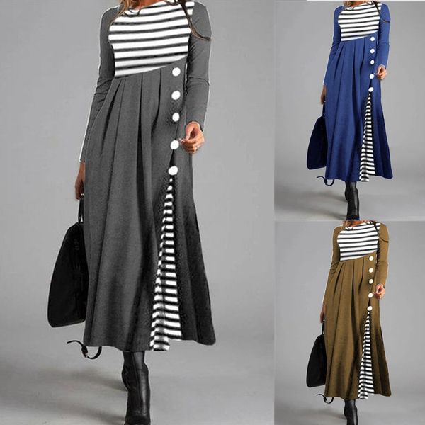 new spring female style around the neck striped color loose match size big ladies put in mid-length dress hoqb, Black;gray
new spring female style around the neck striped color loose match size big ladies put in mid-length dress hoqb, Black;gray