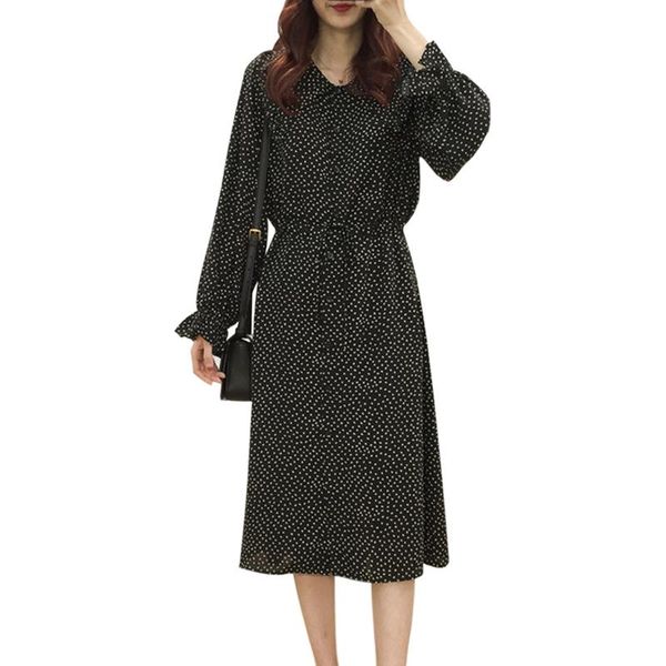 casual dresses women's loose dress chiffon turn-down collar straight 2021 spring sweet dot long sleeve knee-length women, Black;gray
casual dresses women's loose dress chiffon turn-down collar straight 2021 spring sweet dot long sleeve knee-length women, Black;gray