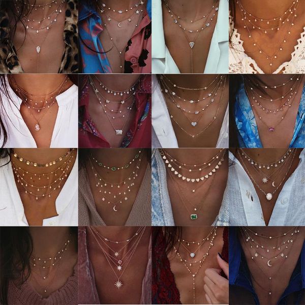 pendant necklaces boho multi- crystal for women fashion gold necklace vintage multiple layers jewelry gift, Silver
pendant necklaces boho multi- crystal for women fashion gold necklace vintage multiple layers jewelry gift, Silver