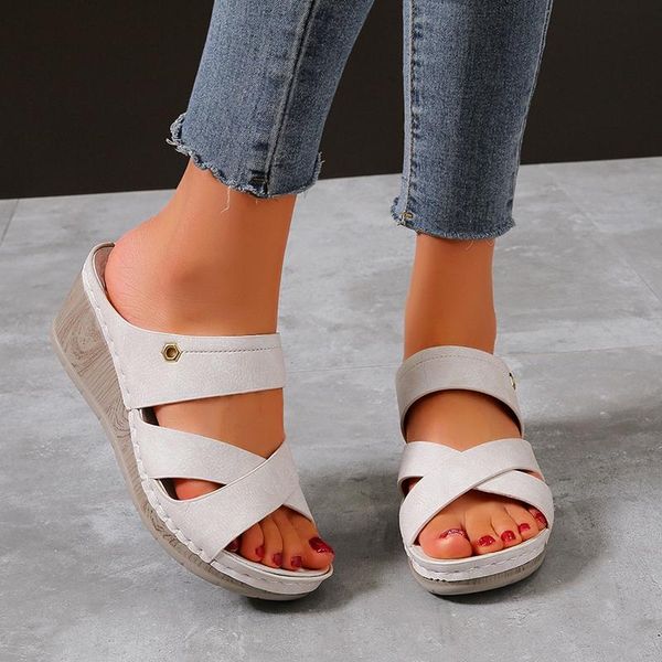 sandals women slippers wedge slip on open toe leather platform retro ladies summer fashion soft casual female footwear, Black
sandals women slippers wedge slip on open toe leather platform retro ladies summer fashion soft casual female footwear, Black