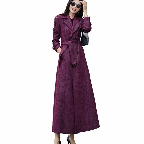 women's trench coats fashion x-long coat women spring autumn chamois suede windbreaker purple double breasted belt slim casual outwear, Tan;black
women's trench coats fashion x-long coat women spring autumn chamois suede windbreaker purple double breasted belt slim casual outwear, Tan;black
