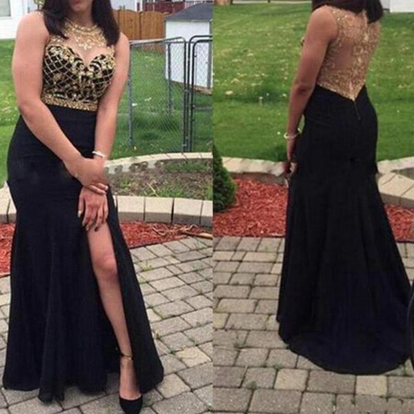 party dresses 2021 couple fashion sheer illusion back prom high split gold beaded crystals long evening gowns, White;black
party dresses 2021 couple fashion sheer illusion back prom high split gold beaded crystals long evening gowns, White;black