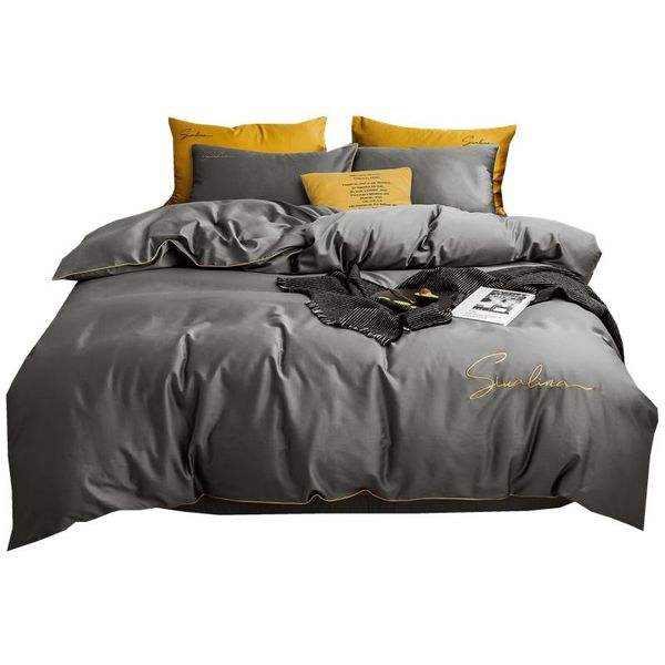 bedding sets 2021 four-piece simple cotton double household bed sheet quilt cover embroidered piping comfortable dark gray
bedding sets 2021 four-piece simple cotton double household bed sheet quilt cover embroidered piping comfortable dark gray