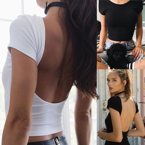 women's t-shirt home&nest fashion womens backless solid o-neck short sleevet-shirt summer slim casual, White
women's t-shirt home&nest fashion womens backless solid o-neck short sleevet-shirt summer slim casual, White