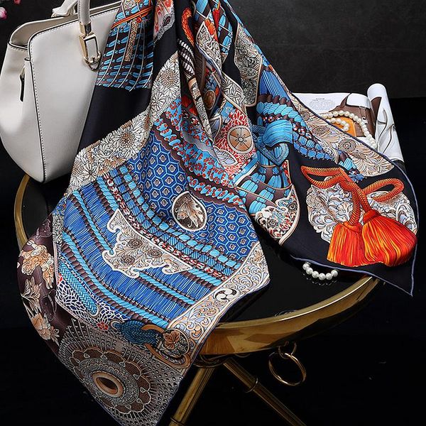 scarves 100% twill silk scarf women printing design classic square 90*90cm handmade hemming elegant neckerchief fashion, Blue;gray
scarves 100% twill silk scarf women printing design classic square 90*90cm handmade hemming elegant neckerchief fashion, Blue;gray
