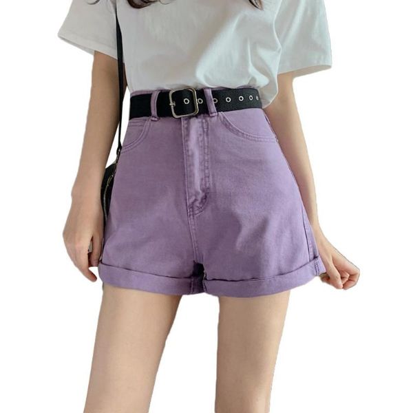 women loose high waist wide leg shorts summer roll hem pockets shorts with belt female, White;black
women loose high waist wide leg shorts summer roll hem pockets shorts with belt female, White;black