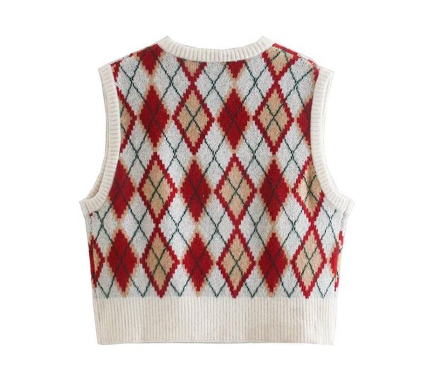 2021 spring 90s streetwear argyle plaid knitted sleeveless sweater vest female knitwear preppy style y2k v neck casual crop tank, White;black
2021 spring 90s streetwear argyle plaid knitted sleeveless sweater vest female knitwear preppy style y2k v neck casual crop tank, White;black