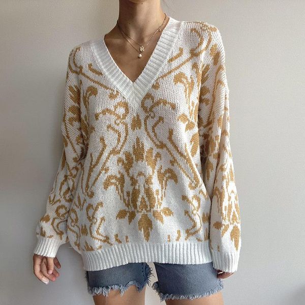 women's sweaters loose printed for women 2021 spring autumn and pullovers v-neck ladies long sleeve bj3905, White;black
women's sweaters loose printed for women 2021 spring autumn and pullovers v-neck ladies long sleeve bj3905, White;black