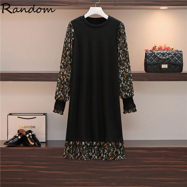 more female size 2021 autumn oversized floral cuts kint dressed in long sleeves the neck fell down black dresses big cloth 649g, Black;gray
more female size 2021 autumn oversized floral cuts kint dressed in long sleeves the neck fell down black dresses big cloth 649g, Black;gray