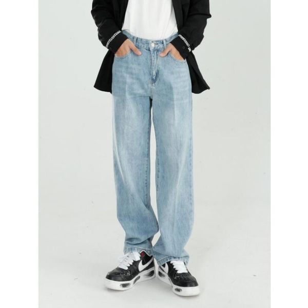 men's jeans korean casual straight wide leg male vintage streetwear hip-hop loose blue denim trousers w251
men's jeans korean casual straight wide leg male vintage streetwear hip-hop loose blue denim trousers w251