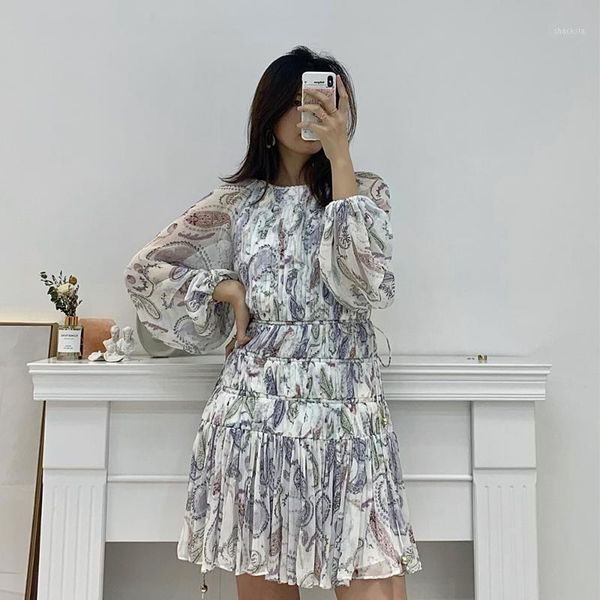th***ey sweet print round neck lantern sleeve pleated temperament light luxury design short dress casual dresses, Black;gray
th***ey sweet print round neck lantern sleeve pleated temperament light luxury design short dress casual dresses, Black;gray