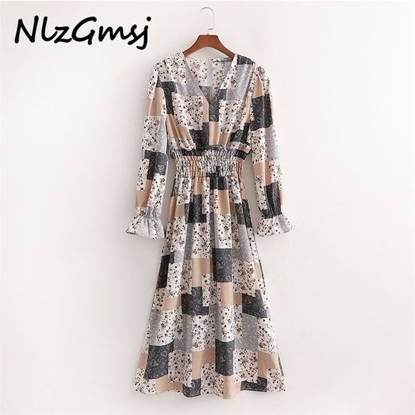dres vintage geometric floral print v neck long sleeve elastic waist a-line midi summer 210628, Black;gray
dres vintage geometric floral print v neck long sleeve elastic waist a-line midi summer 210628, Black;gray