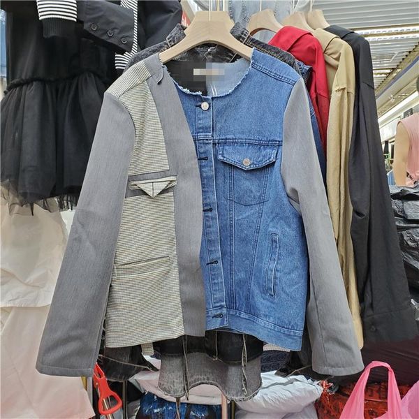 women's jackets seebeautiful contrast color denim spliced loose jacket coat o neck long sleeve button pocket women autumn 2021 fashion, Black;brown
women's jackets seebeautiful contrast color denim spliced loose jacket coat o neck long sleeve button pocket women autumn 2021 fashion, Black;brown