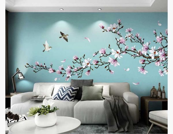 custom 3d wallpaper mural magnolia hand-painted brushwork flowers and birds new chinese background wall decoration painting
custom 3d wallpaper mural magnolia hand-painted brushwork flowers and birds new chinese background wall decoration painting