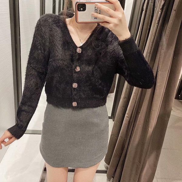 women's fashion jewelry button faux fur effect knitted sweater jacket long sleeve v-neck short cardigan spring and autumn new, White
women's fashion jewelry button faux fur effect knitted sweater jacket long sleeve v-neck short cardigan spring and autumn new, White
