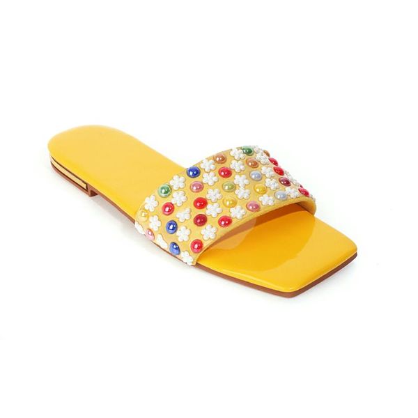 new 2021 ladies summer outside modern slippers for women flats synthetic leather peep toe yellow flower fashion slippers, Black
new 2021 ladies summer outside modern slippers for women flats synthetic leather peep toe yellow flower fashion slippers, Black