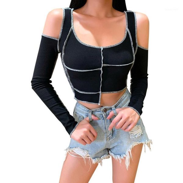 women's blouses & shirts women irregular crop adults long sleeve u-shaped neck off-shoulder pullover, White
women's blouses & shirts women irregular crop adults long sleeve u-shaped neck off-shoulder pullover, White