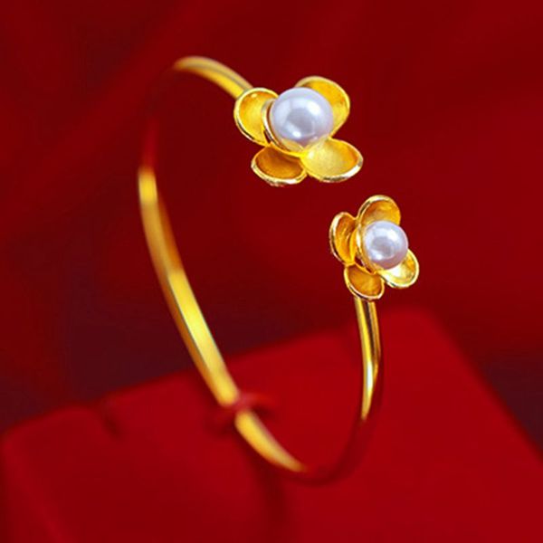 elegant cuff bangle flower with pearl design 18k yellow gold filled smooth womens lady bracelet exquisite jewelry gift, Black
elegant cuff bangle flower with pearl design 18k yellow gold filled smooth womens lady bracelet exquisite jewelry gift, Black
