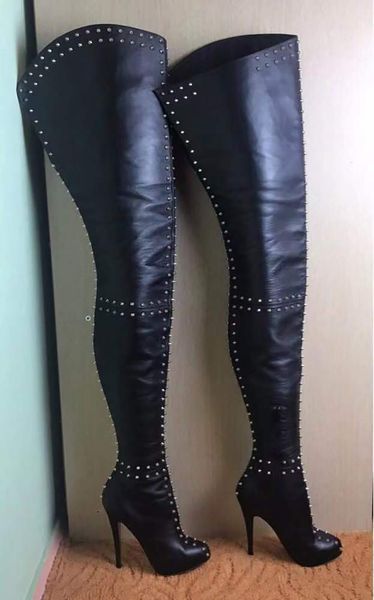 handmade elegant real ps ladies high heel over knee boots rivets spikes evening party prom thigh-high booties large size 35-47 fashion winte, Black
handmade elegant real ps ladies high heel over knee boots rivets spikes evening party prom thigh-high booties large size 35-47 fashion winte, Black