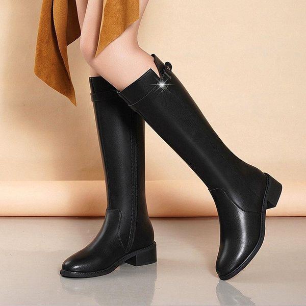 boots comfortable big size genuine leather round toe med heel riding handsome young lady streetwear fashion knee-high, Black
boots comfortable big size genuine leather round toe med heel riding handsome young lady streetwear fashion knee-high, Black