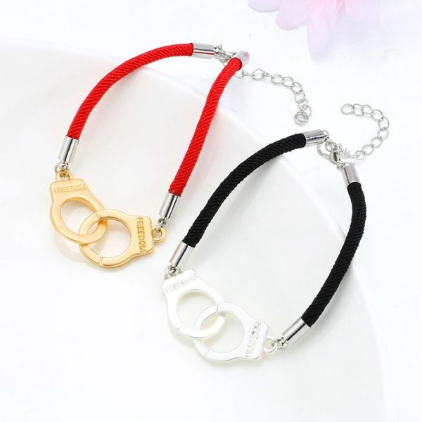 charm bracelets couple bracelet simple handcuffs design firmly handcuff a pair of valentine's day gift red and black rope, Golden;silver
charm bracelets couple bracelet simple handcuffs design firmly handcuff a pair of valentine's day gift red and black rope, Golden;silver