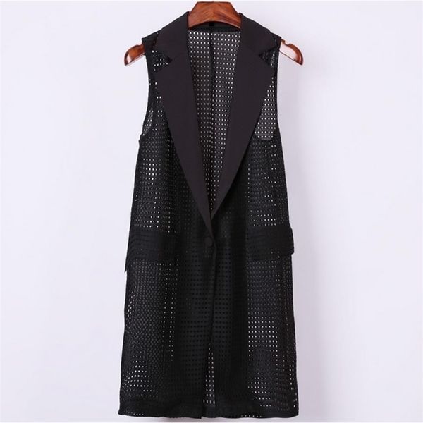 plus size 4xl women black long hollow vest coat europen style waistcoat sleeveless jacket large outwear roupa female 210819, Black;white
plus size 4xl women black long hollow vest coat europen style waistcoat sleeveless jacket large outwear roupa female 210819, Black;white