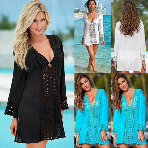 summer women cover ups lace crochet bikini solid hollow out v-neck beach cover-up swim wear women's swimwear, White;black
summer women cover ups lace crochet bikini solid hollow out v-neck beach cover-up swim wear women's swimwear, White;black