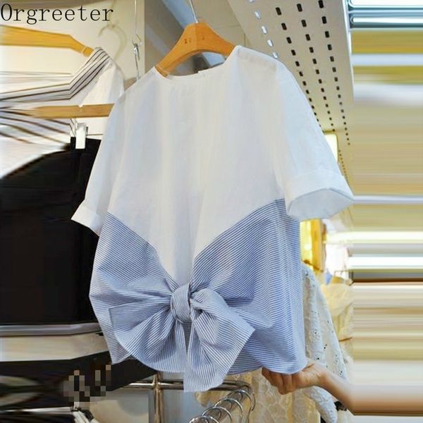 orgreeter striped patchwork women tshirt summer korean fashion sweet back bow o-neck short sleeve tees casual female 210525, White
orgreeter striped patchwork women tshirt summer korean fashion sweet back bow o-neck short sleeve tees casual female 210525, White