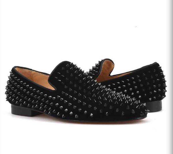men dress brands red soles loafers luxury party wedding shoes designer black suede leather studs spikes for mens slip on flats
men dress brands red soles loafers luxury party wedding shoes designer black suede leather studs spikes for mens slip on flats
