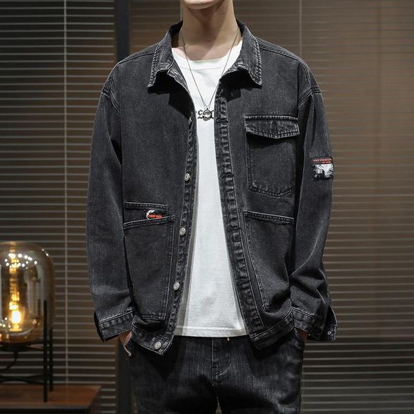 men's jackets tooling denim jacket autumn simplicity classic black solid color loose fashion casual high-end all-match cotton coat, Black;brown
men's jackets tooling denim jacket autumn simplicity classic black solid color loose fashion casual high-end all-match cotton coat, Black;brown