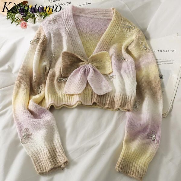 women's knits & tees kimutomo sweet gradient cardigans women autumn 2021 color matching bow contrast short sweater ladies v-neck long-s, White
women's knits & tees kimutomo sweet gradient cardigans women autumn 2021 color matching bow contrast short sweater ladies v-neck long-s, White