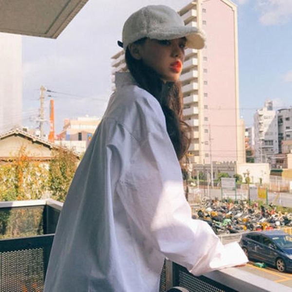 women's blouses & shirts 2021spring autumn women white plain loose oversized female bf korean style blusas pockets
women's blouses & shirts 2021spring autumn women white plain loose oversized female bf korean style blusas pockets