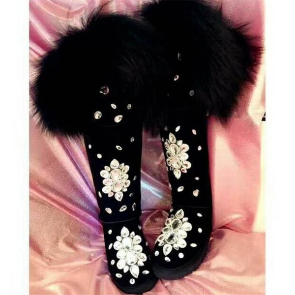 boots 2021 winter original homemade genuine leather low heeled women luxury crystal fur over the knee plush snow, Black
boots 2021 winter original homemade genuine leather low heeled women luxury crystal fur over the knee plush snow, Black