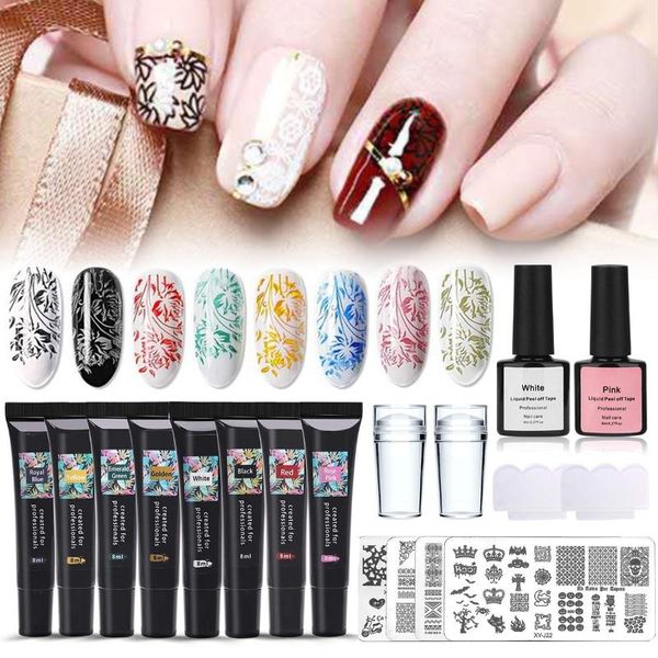 nail gel 8 colors stamping set transfer print oil uv soak off varnish for art plate 4 boards black white, Red;pink
nail gel 8 colors stamping set transfer print oil uv soak off varnish for art plate 4 boards black white, Red;pink