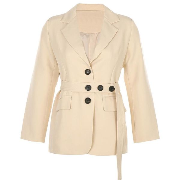 women's suits & blazers british style solid colors two buckles long sleeve loose casual with sashes women fashion office work blazer, White;black
women's suits & blazers british style solid colors two buckles long sleeve loose casual with sashes women fashion office work blazer, White;black