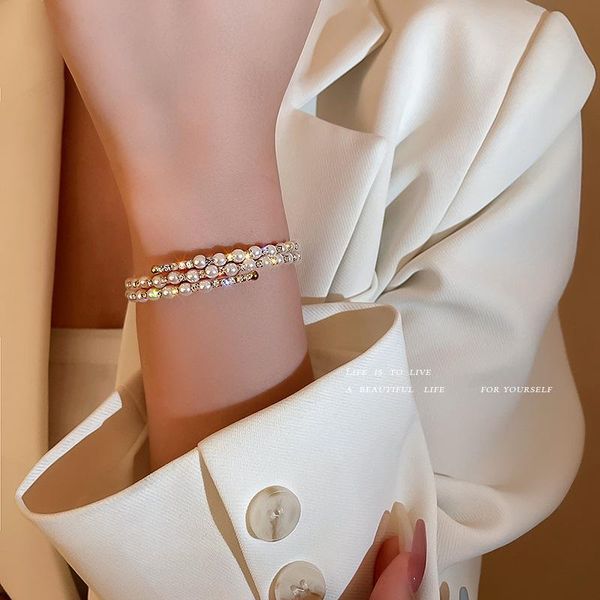 bangle 2021 fashion adjustable double pearl and diamond bracelet opening for celebrity style luxury women jewelry gift, Black
bangle 2021 fashion adjustable double pearl and diamond bracelet opening for celebrity style luxury women jewelry gift, Black