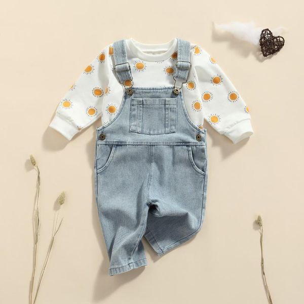 clothing sets 1-4y children clothes set sun print long sleeve pullover + adjustable suspender jeans spring autumn casual outfits for boys gi, White
clothing sets 1-4y children clothes set sun print long sleeve pullover + adjustable suspender jeans spring autumn casual outfits for boys gi, White