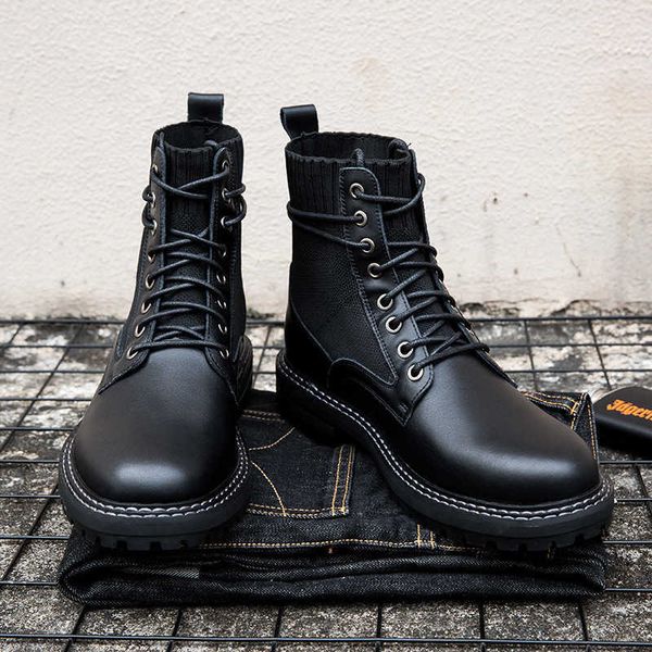 leather martin boots men's autumn and winter motorcycle short high shoes wind thick soled chelsea, Black
leather martin boots men's autumn and winter motorcycle short high shoes wind thick soled chelsea, Black