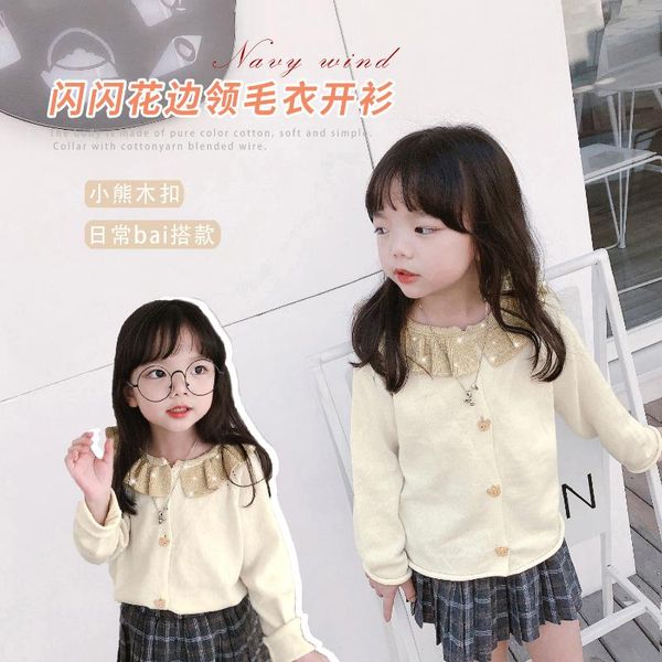 pullover spring and summer children's wear lotus leaf collar girls' simple sweater, Blue
pullover spring and summer children's wear lotus leaf collar girls' simple sweater, Blue