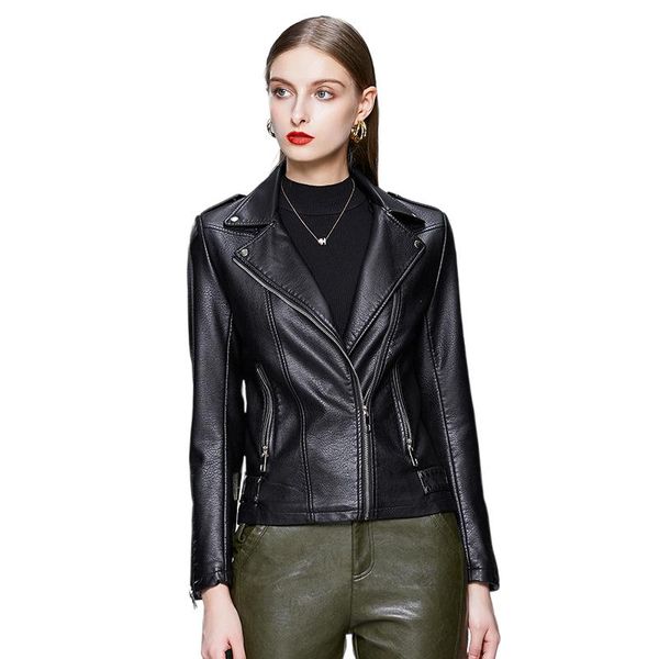 women's leather & faux womens textured short moto jacket zip-up slim pu biker coat with pockets, Black
women's leather & faux womens textured short moto jacket zip-up slim pu biker coat with pockets, Black