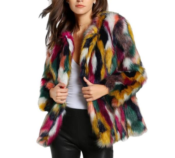 women's fur & faux fashion contrast multi color coat long hairy shaggy outwear women autumn winter short jacket, Black
women's fur & faux fashion contrast multi color coat long hairy shaggy outwear women autumn winter short jacket, Black